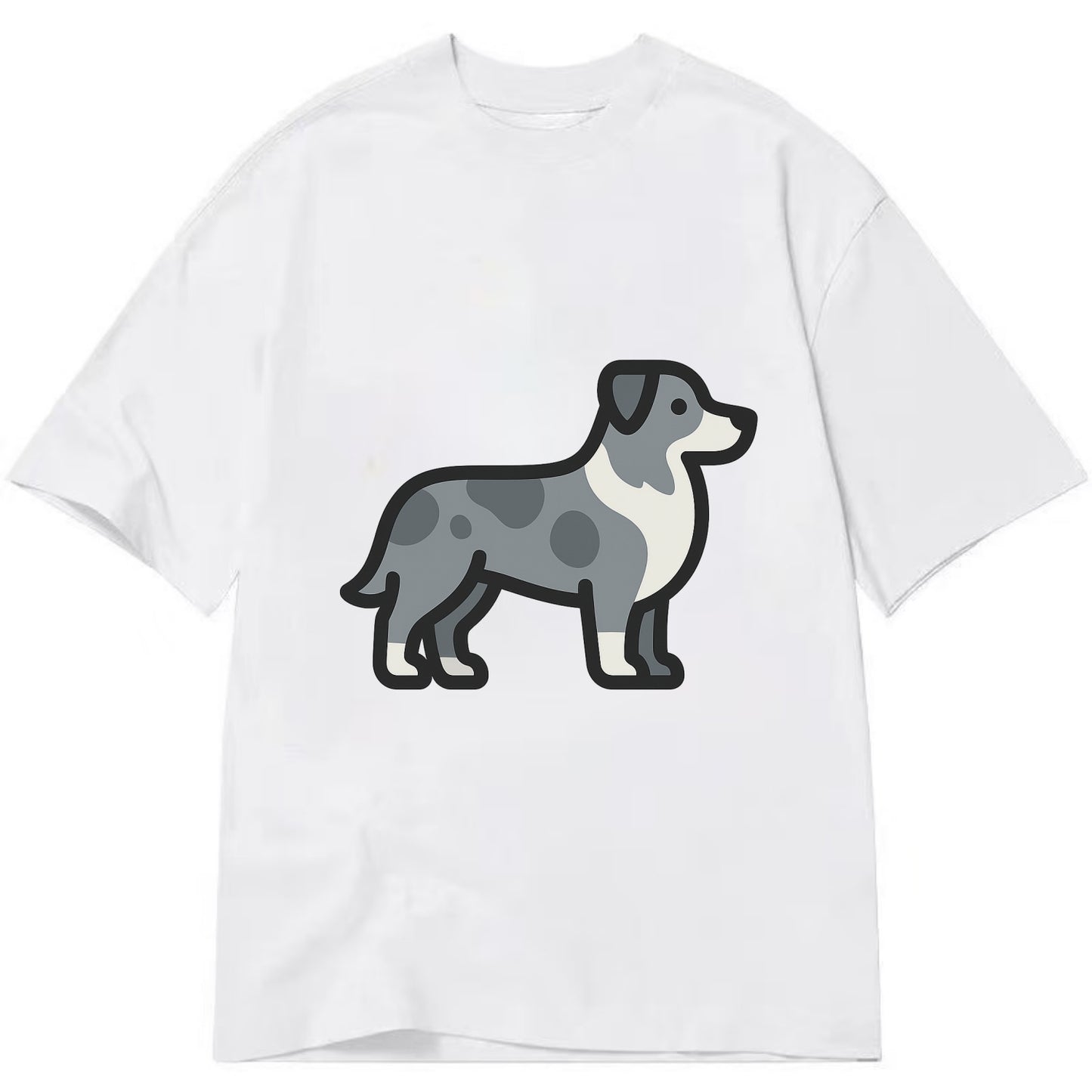 Australian Shepherd - Blue merle flat side profile - Classic T-shirt - White