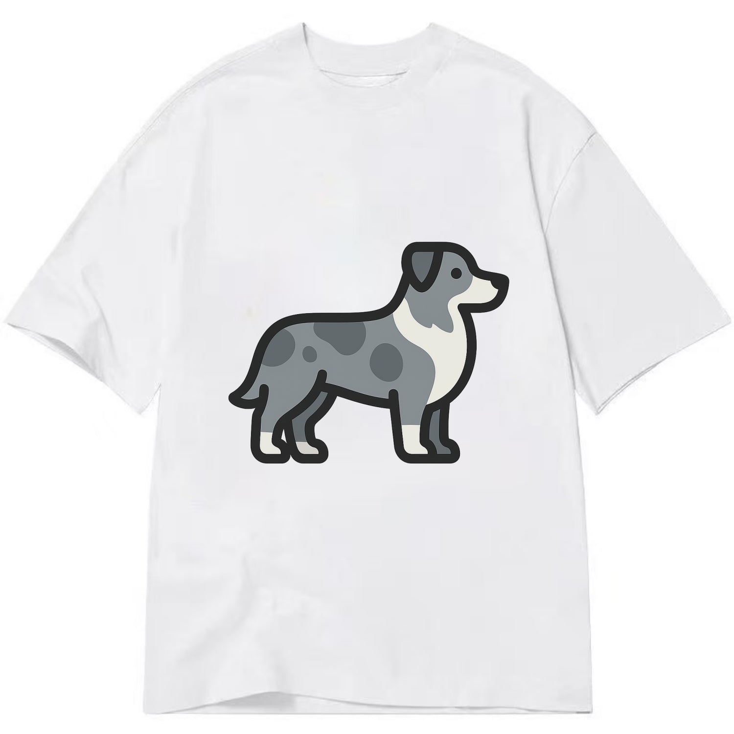 Australian Shepherd - Blue merle flat side profile - Classic T-shirt - White