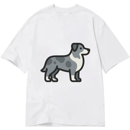 Australian Shepherd - Blue merle flat side profile - Classic T-shirt - White