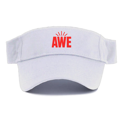 Bold typography design - "AWE" - overwhelming wonder - Visor - White