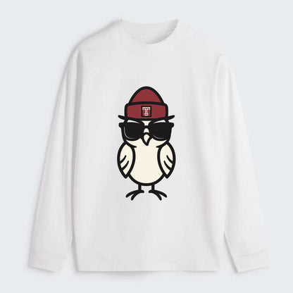 Philadelphia Owl wearing Temple beanie with T patch - Classic Long Sleeve Shirt - White