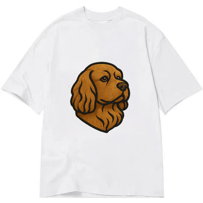 Sussex Spaniel - Golden liver embroidered low-set design - Classic T-shirt - White