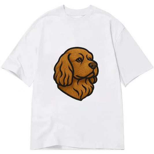 Sussex Spaniel - Golden liver embroidered low-set design - Classic T-shirt - White