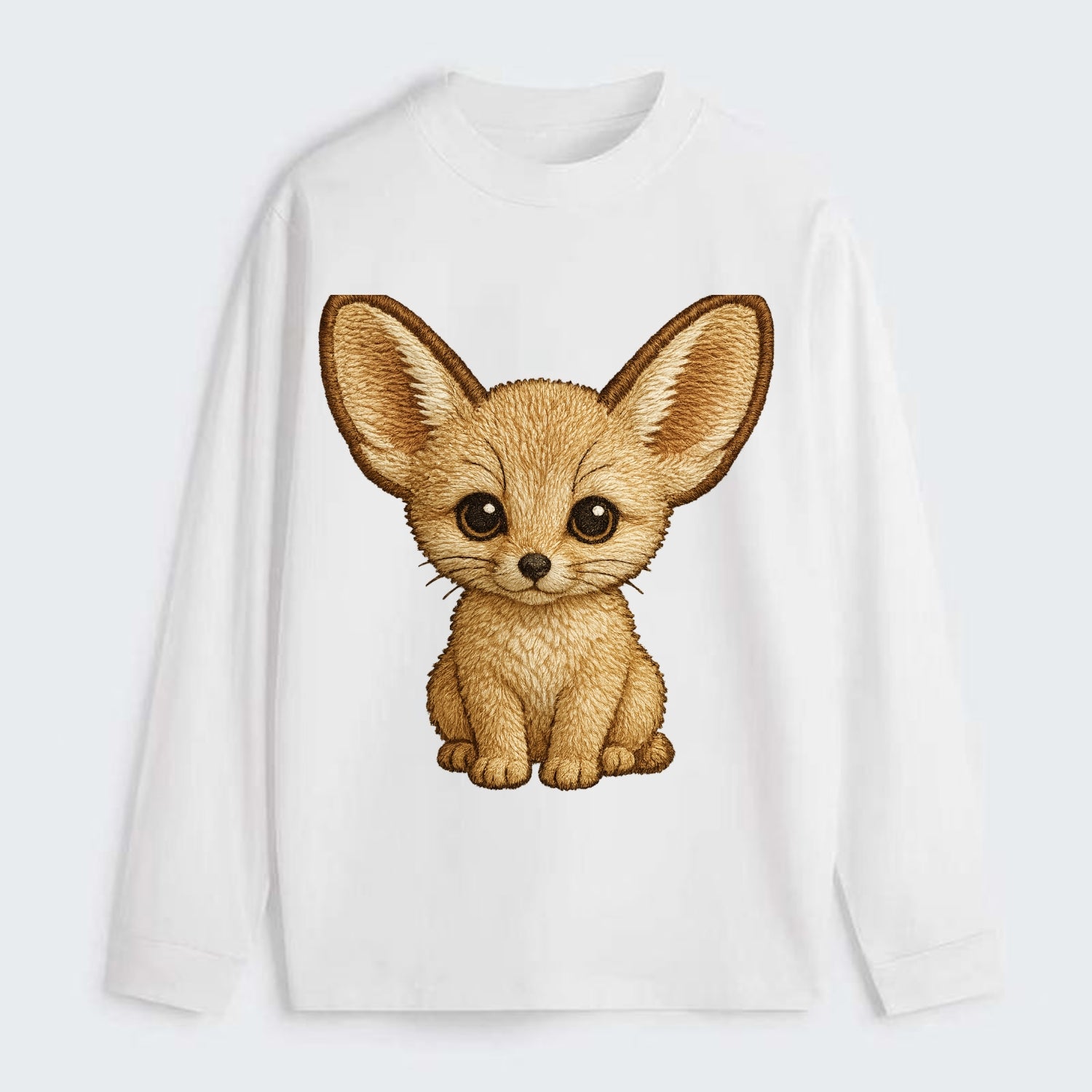 Baby Fennec Fox - huge ears, cream fur, large dark eyes, front-facing, - Classic Long Sleeve Shirt - White
