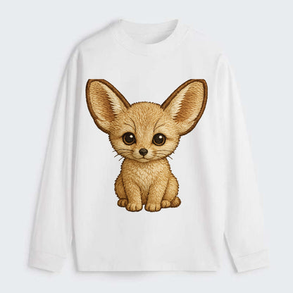 Baby Fennec Fox - huge ears, cream fur, large dark eyes, front-facing, - Classic Long Sleeve Shirt - White