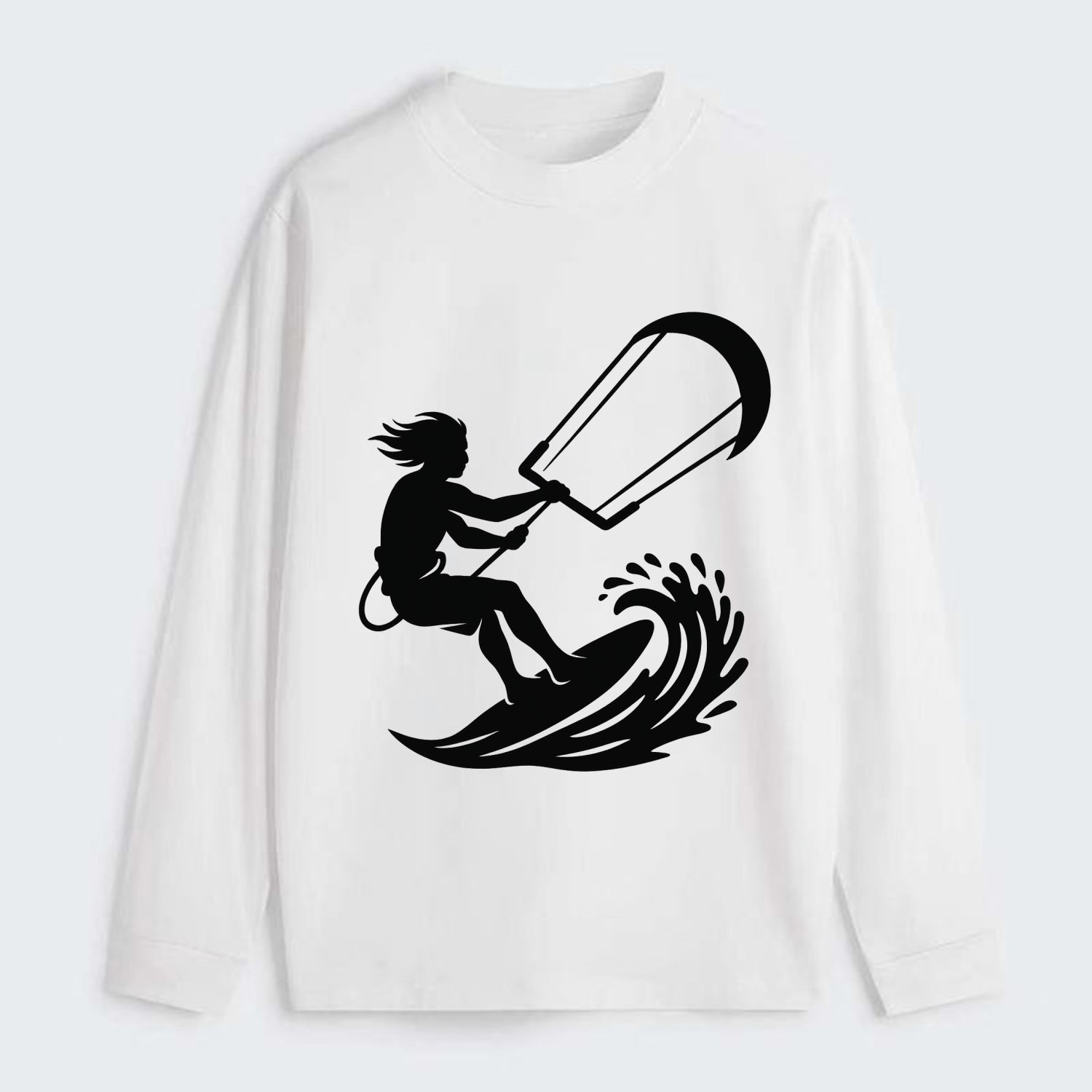 Kite surfer riding wave - Classic Long Sleeve Shirt - White