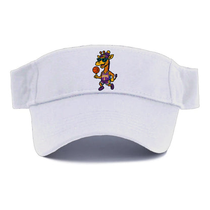 California Giraffe wearing Lakers beanie with palm tree patch and wayfarer sunglasses - Visor - White