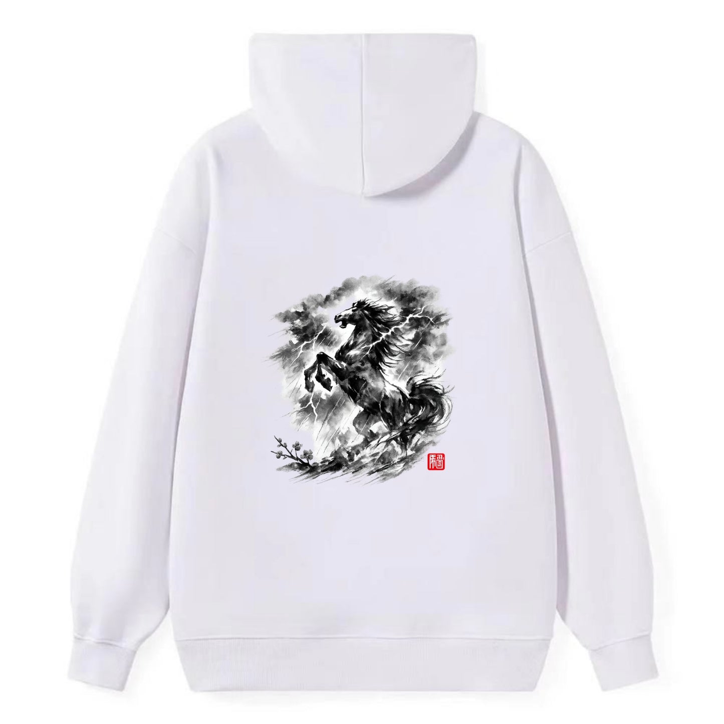 THUNDER HORSE | Storm horse with lightning elements | Dramatic storm - Classic Pullover Hoodie - White