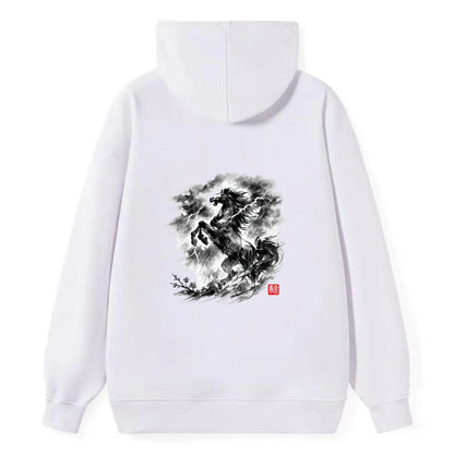 THUNDER HORSE | Storm horse with lightning elements | Dramatic storm - Classic Pullover Hoodie - White