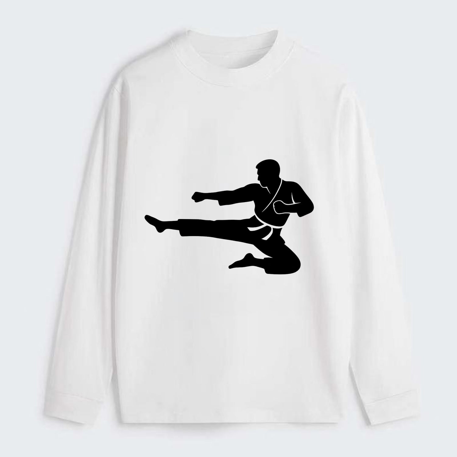 Martial artist flying kick - Classic Long Sleeve Shirt - White