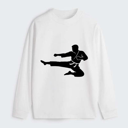 Martial artist flying kick - Classic Long Sleeve Shirt - White
