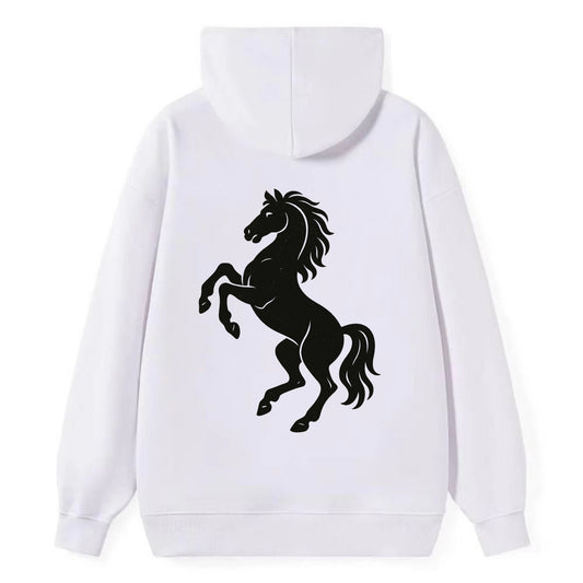 Stallion rearing on hind legs - Classic Pullover Hoodie - White
