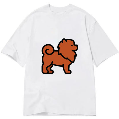 Chow Chow - Red fluffy flat side profile - Classic T-shirt - White