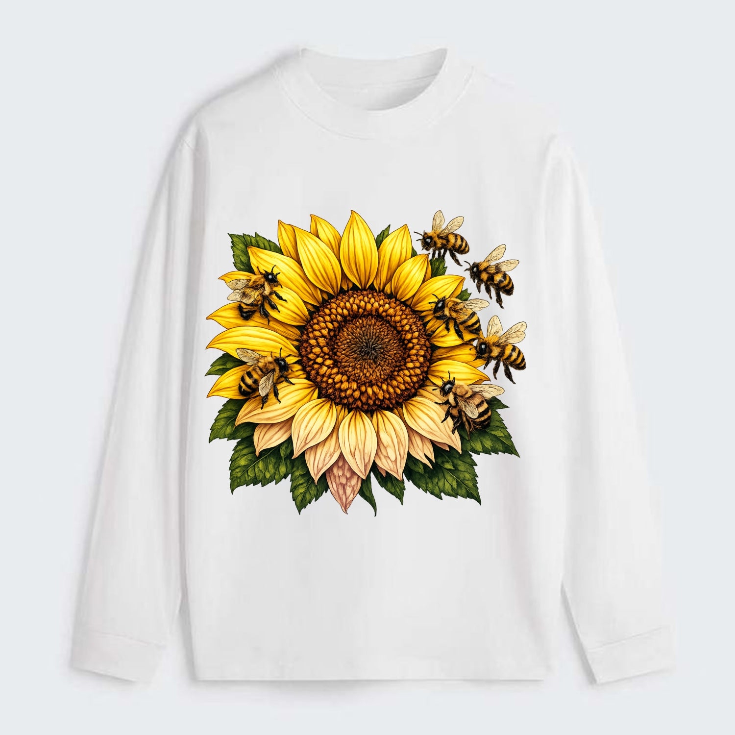 Vintage Sunflower - Classic Long Sleeve Shirt - White