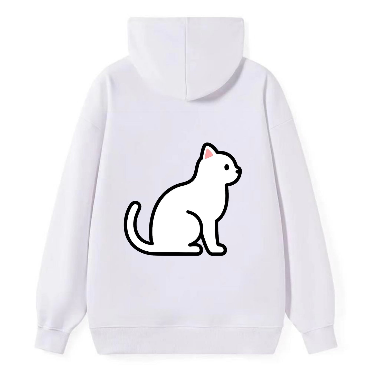 Domestic Shorthair - White classic flat side profile - Classic Pullover Hoodie - White