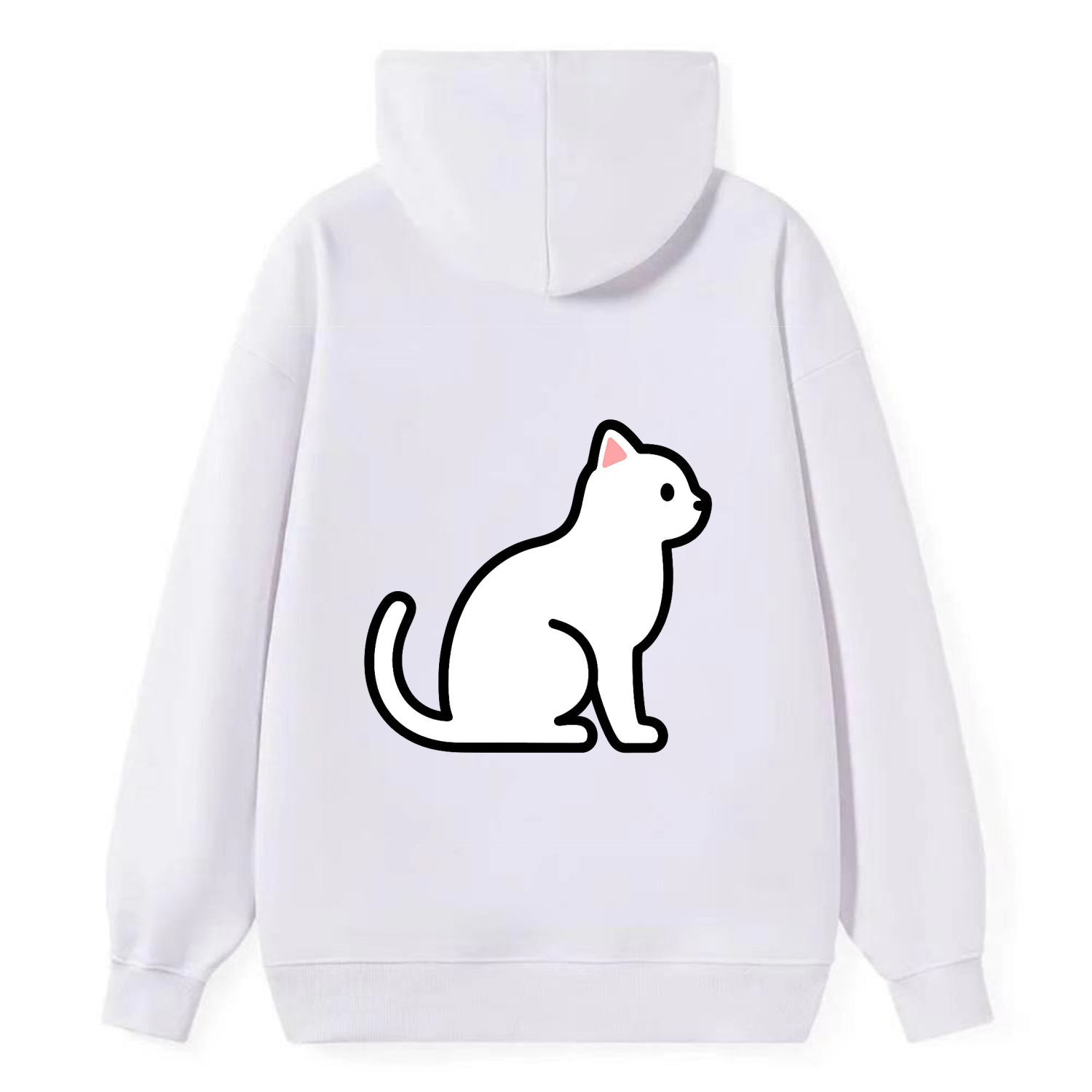 Domestic Shorthair - White classic flat side profile - Classic Pullover Hoodie - White