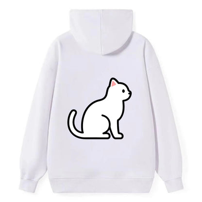 Domestic Shorthair - White classic flat side profile - Classic Pullover Hoodie - White