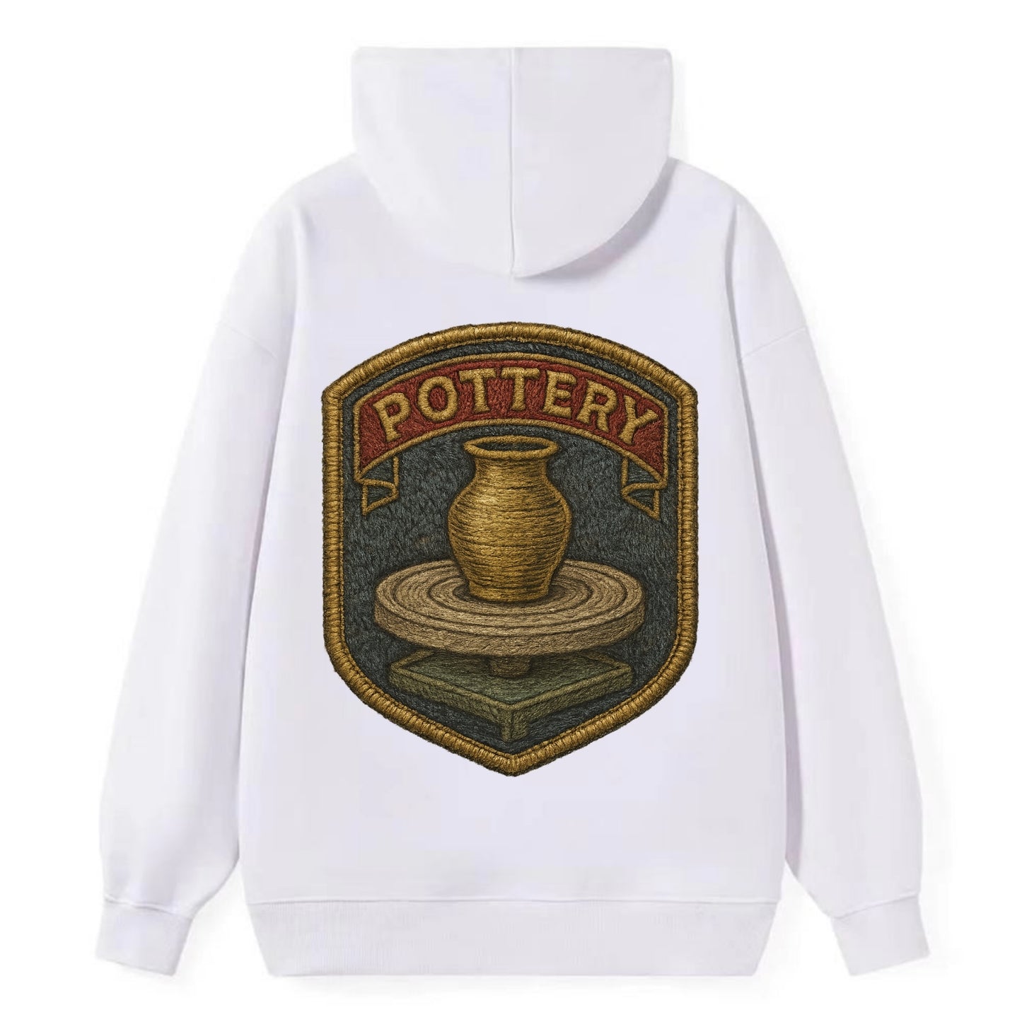 Pottery wheel with clay vessel - ceramicist symbol - Classic Pullover Hoodie - White