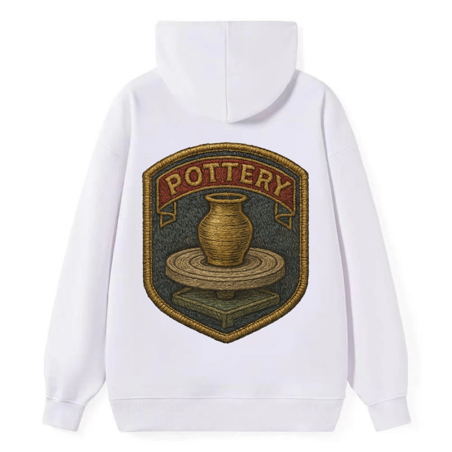 Pottery wheel with clay vessel - ceramicist symbol - Classic Pullover Hoodie - White
