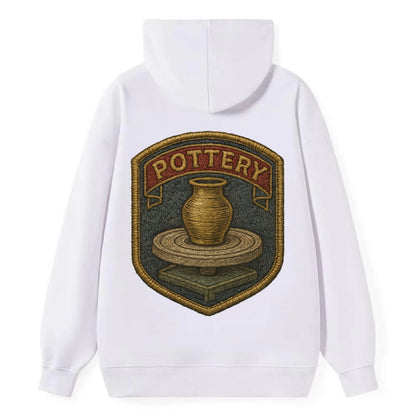 Pottery wheel with clay vessel - ceramicist symbol - Classic Pullover Hoodie - White
