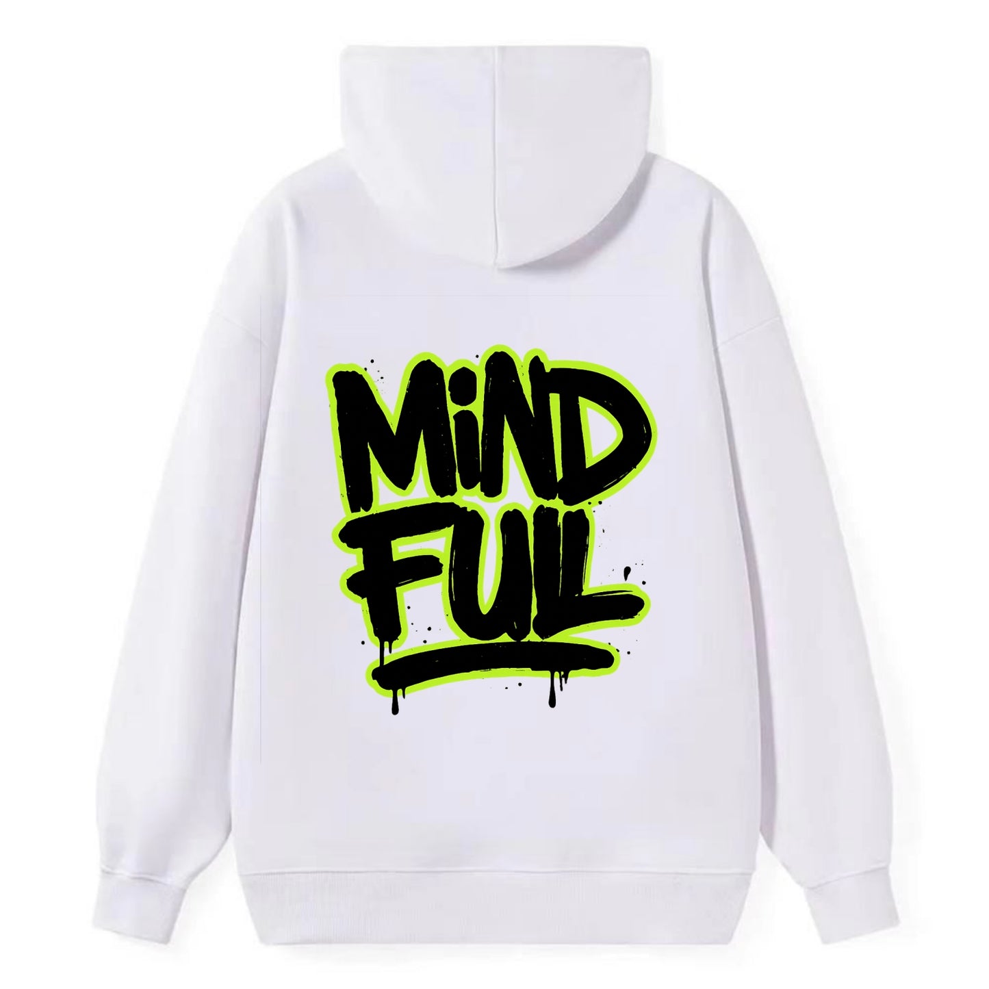 Bold typography design - "MINDFUL" - present awareness, conscious living - Classic Pullover Hoodie - White