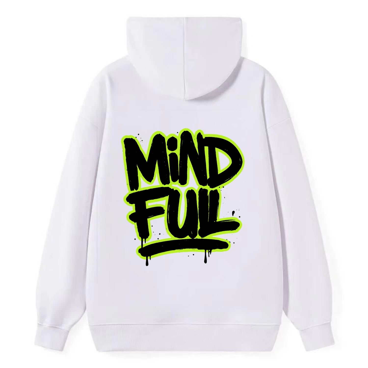 Bold typography design - "MINDFUL" - present awareness, conscious living - Classic Pullover Hoodie - White