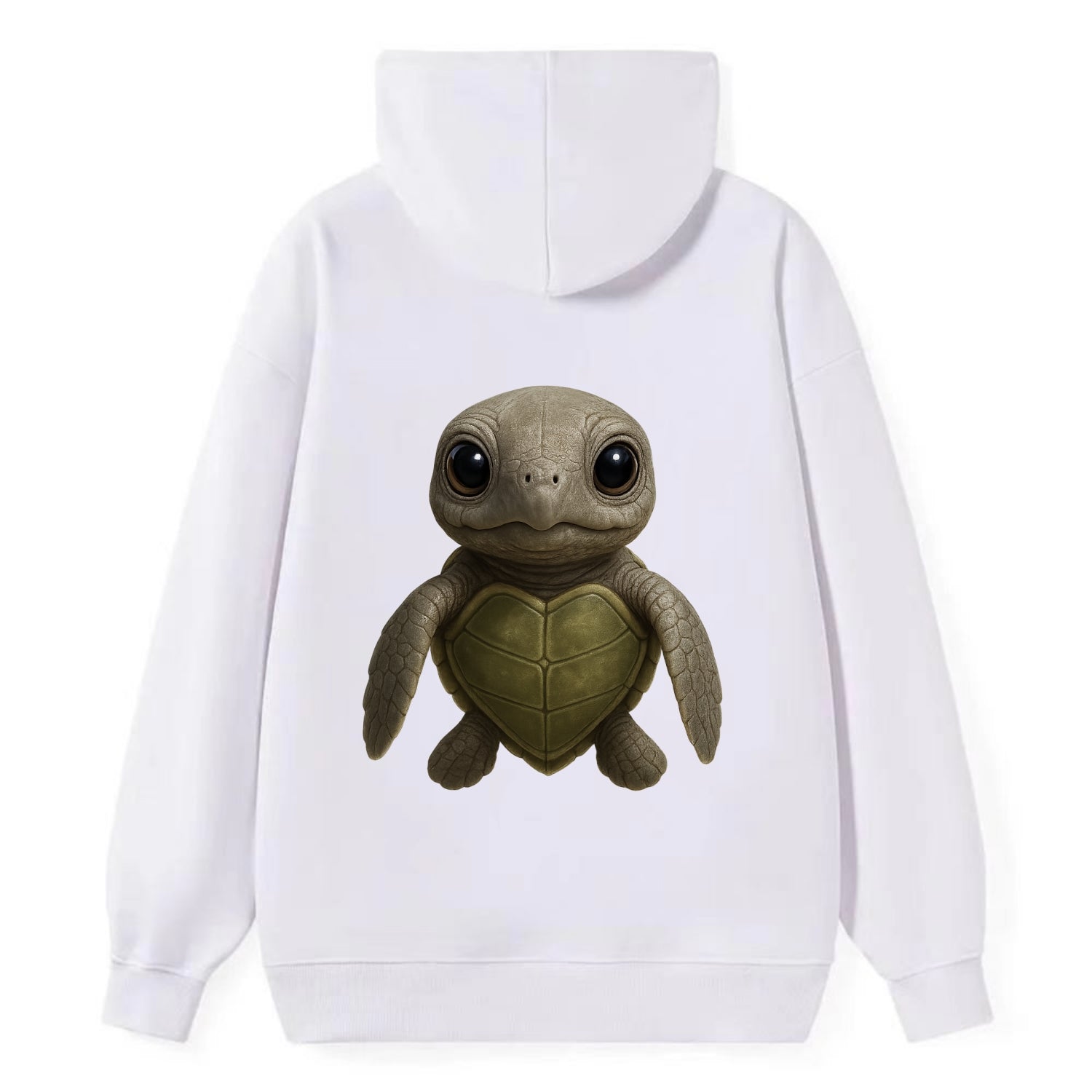 Baby Olive Ridley Turtle - olive green shell, heart-shaped carapace, - Classic Pullover Hoodie - White
