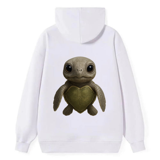 Baby Olive Ridley Turtle - olive green shell, heart-shaped carapace, - Classic Pullover Hoodie - White