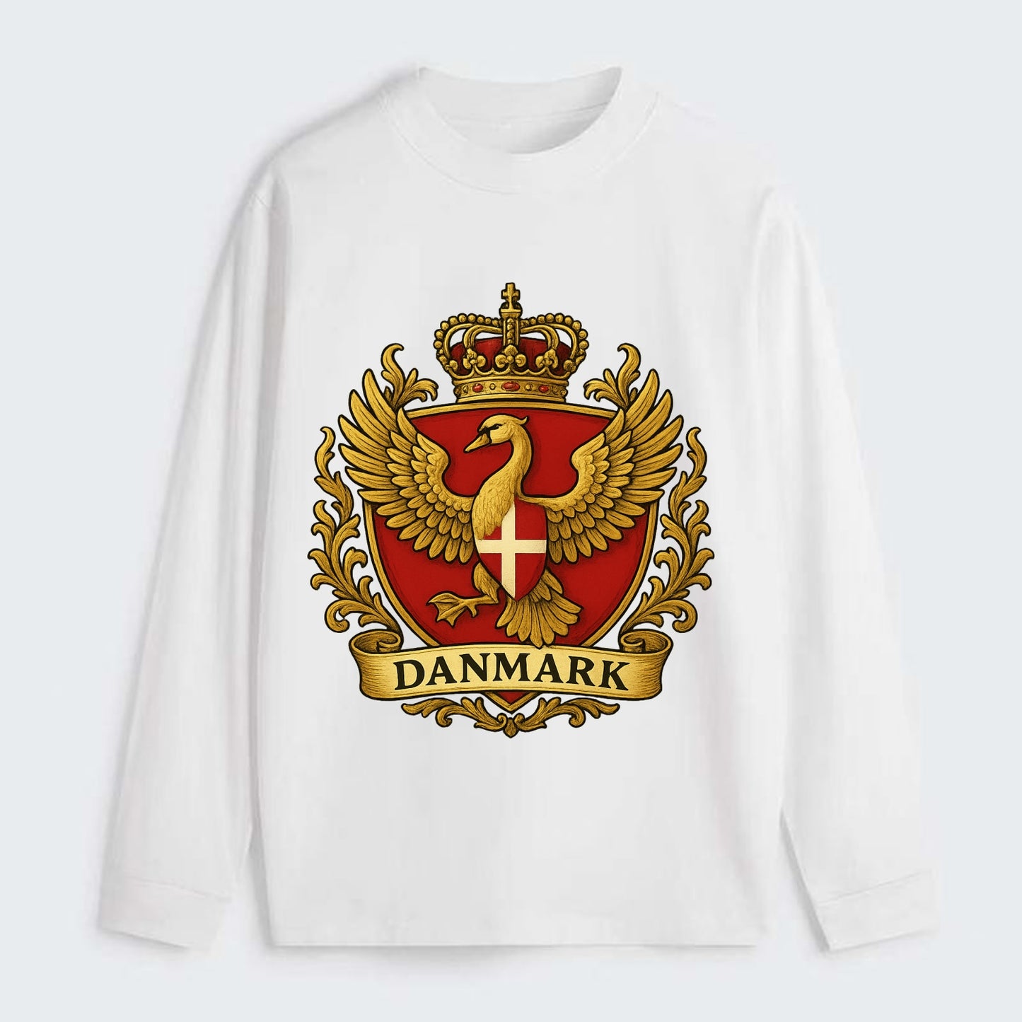 Denmark Heritage Badge - Classic Long Sleeve Shirt - White