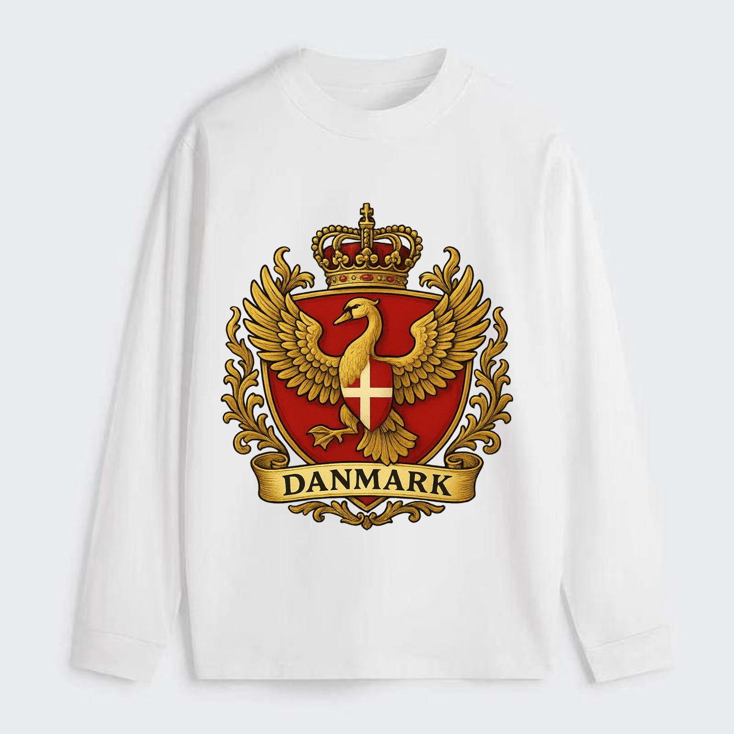 Denmark Heritage Badge - Classic Long Sleeve Shirt - White