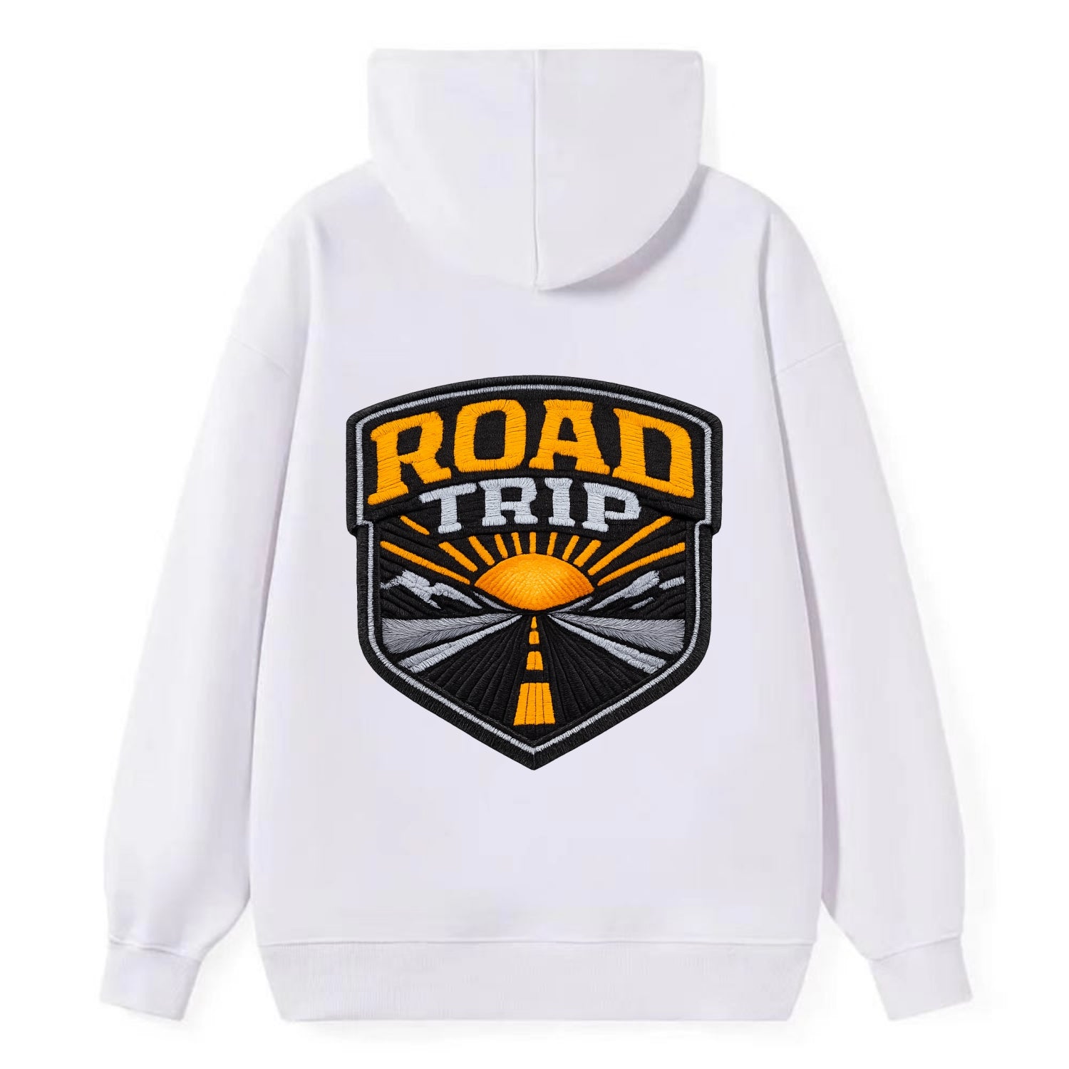 ROAD TRIP - highway and sun in orange and gray , open road - Classic Pullover Hoodie - White