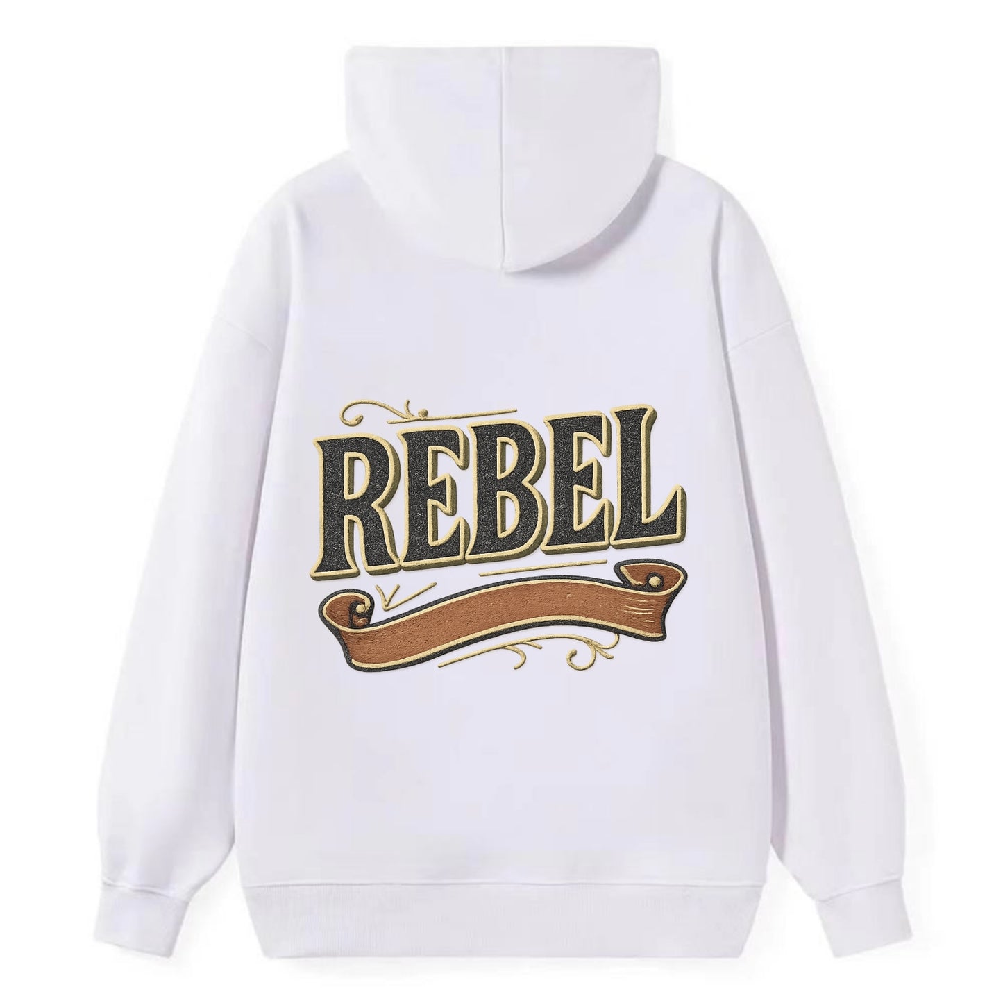 Bold typography design - "REBEL" - nonconformist, rule breaker, - Classic Pullover Hoodie - White