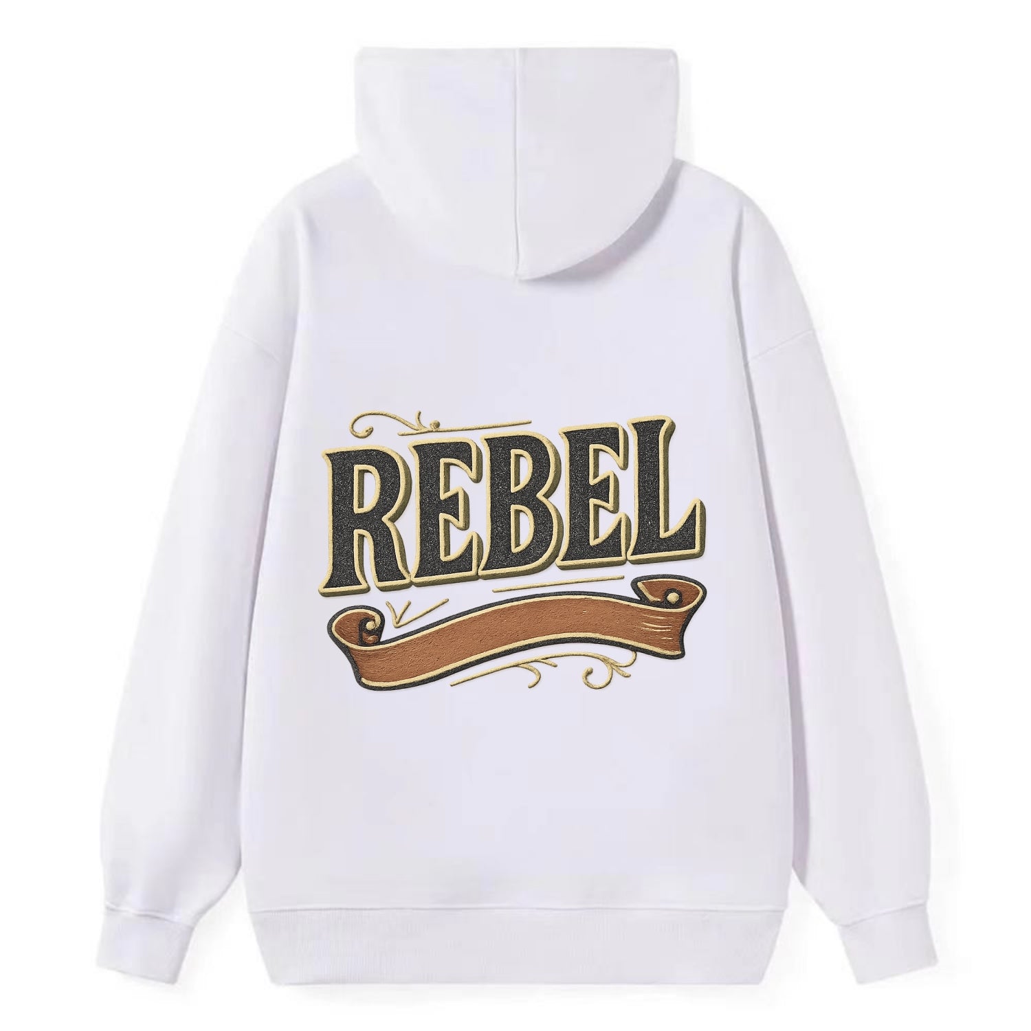 Bold typography design - "REBEL" - nonconformist, rule breaker, - Classic Pullover Hoodie - White