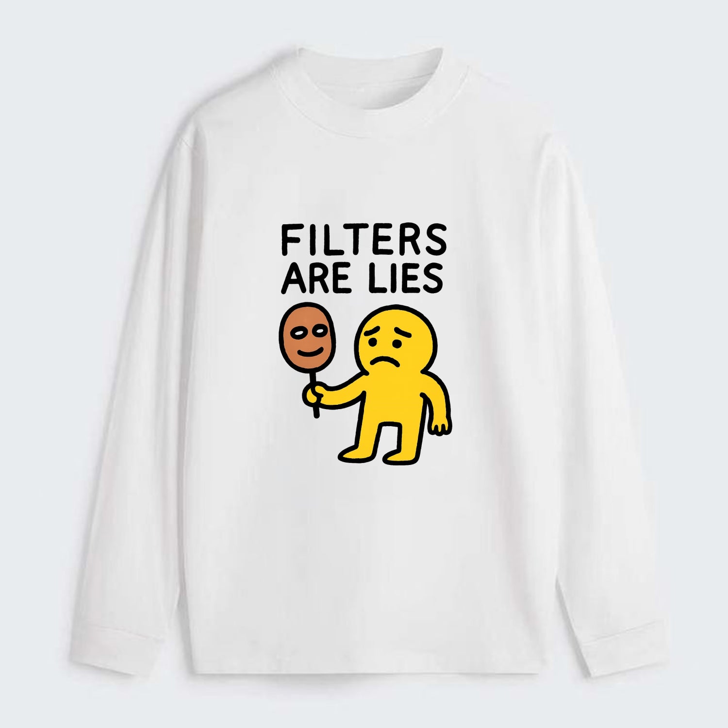 FILTERS ARE LIES | Mask arguing with face - Classic Long Sleeve Shirt - White