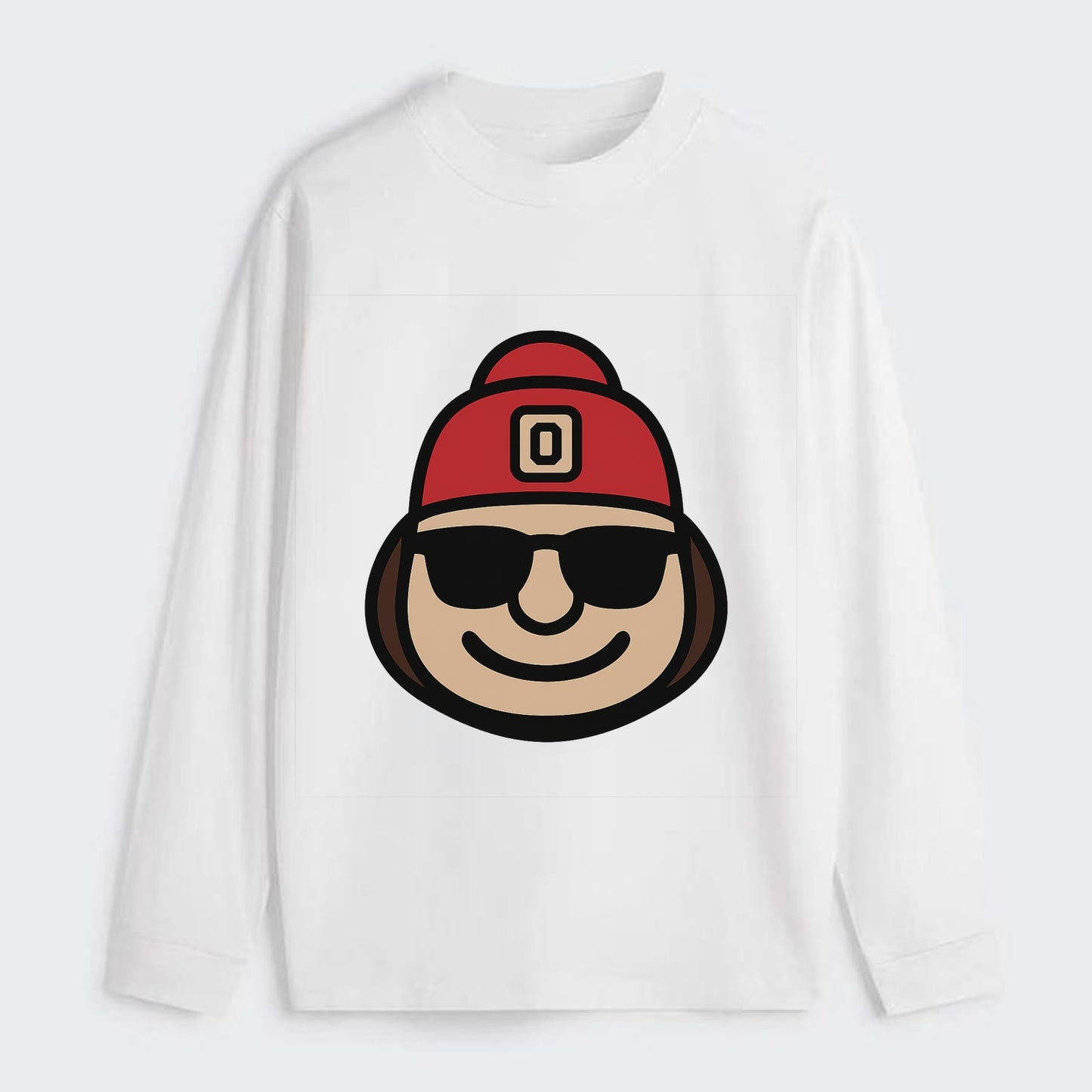Columbus Brutus wearing Ohio State beanie with Block O patch - Classic Long Sleeve Shirt - White