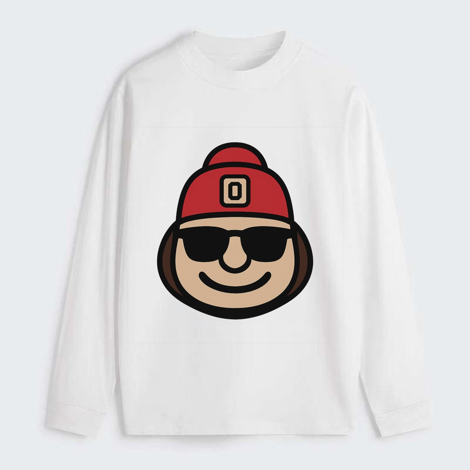 Columbus Brutus wearing Ohio State beanie with Block O patch - Classic Long Sleeve Shirt - White