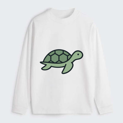 Sea Turtle - Green with shell pattern flat side profile - Classic Long Sleeve Shirt - White