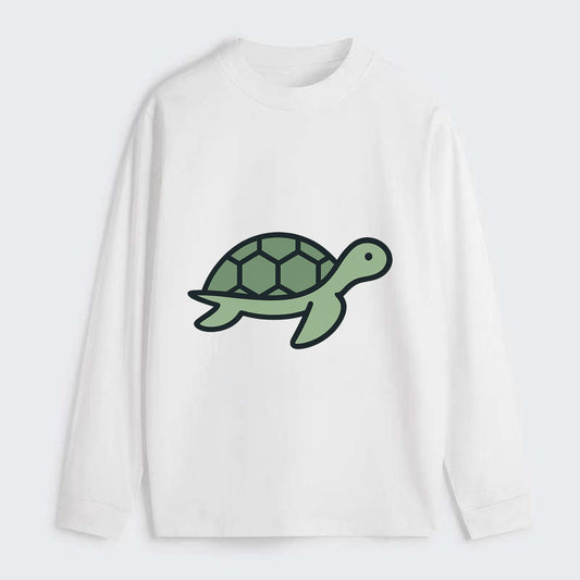 Sea Turtle - Green with shell pattern flat side profile - Classic Long Sleeve Shirt - White