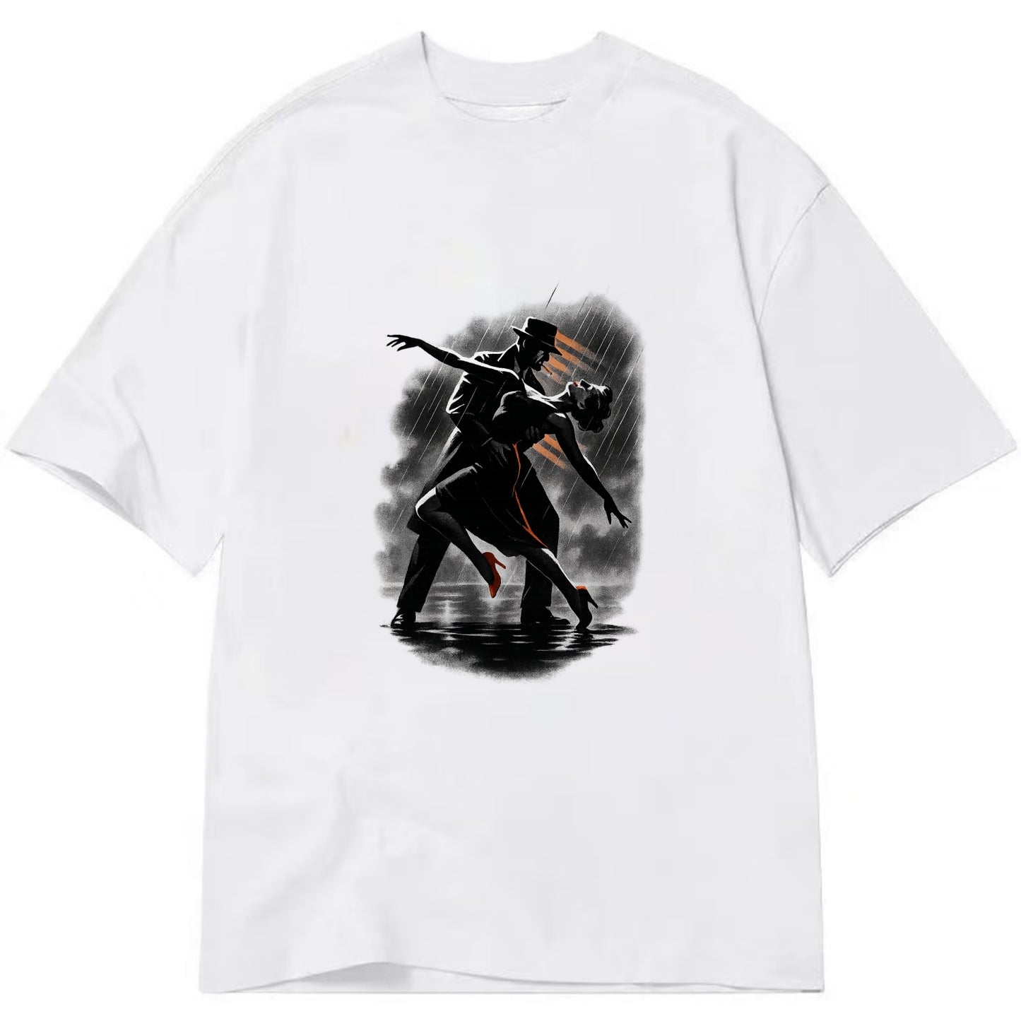 romantic dance pose with woman lifted in the air at lakeside - Classic T-shirt - White