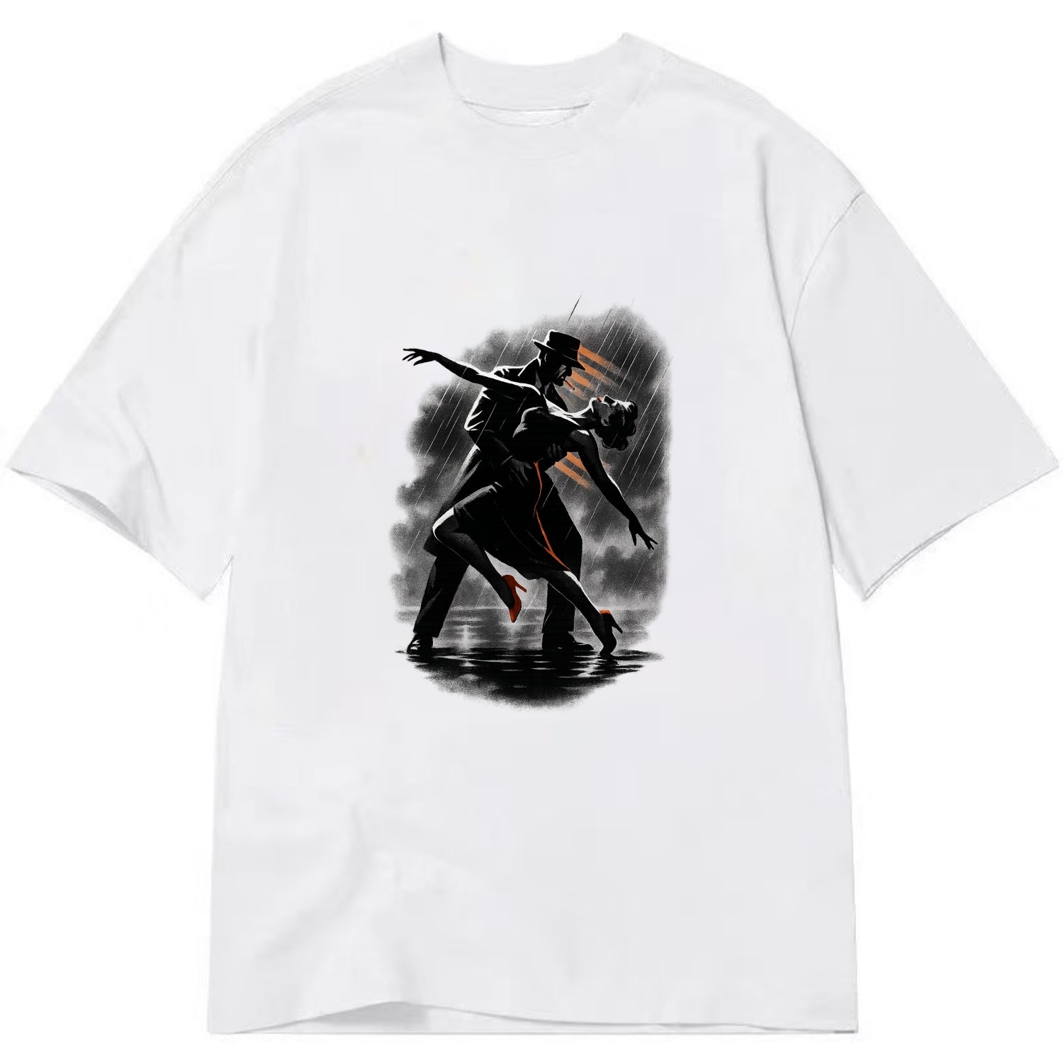 romantic dance pose with woman lifted in the air at lakeside - Classic T-shirt - White