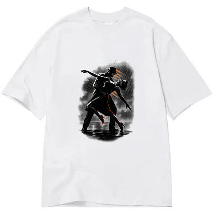 romantic dance pose with woman lifted in the air at lakeside - Classic T-shirt - White
