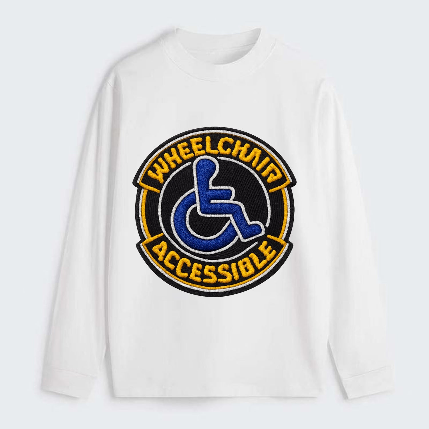 WHEELCHAIR ACCESSIBLE - accessibility symbol in blue , inclusion - Classic Long Sleeve Shirt - White