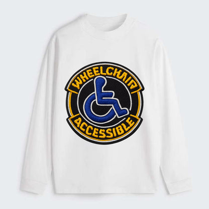 WHEELCHAIR ACCESSIBLE - accessibility symbol in blue , inclusion - Classic Long Sleeve Shirt - White