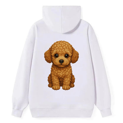 Baby Poodle Puppy - curly fluffy coat, intelligent eyes, elegant snout, - Classic Pullover Hoodie - White
