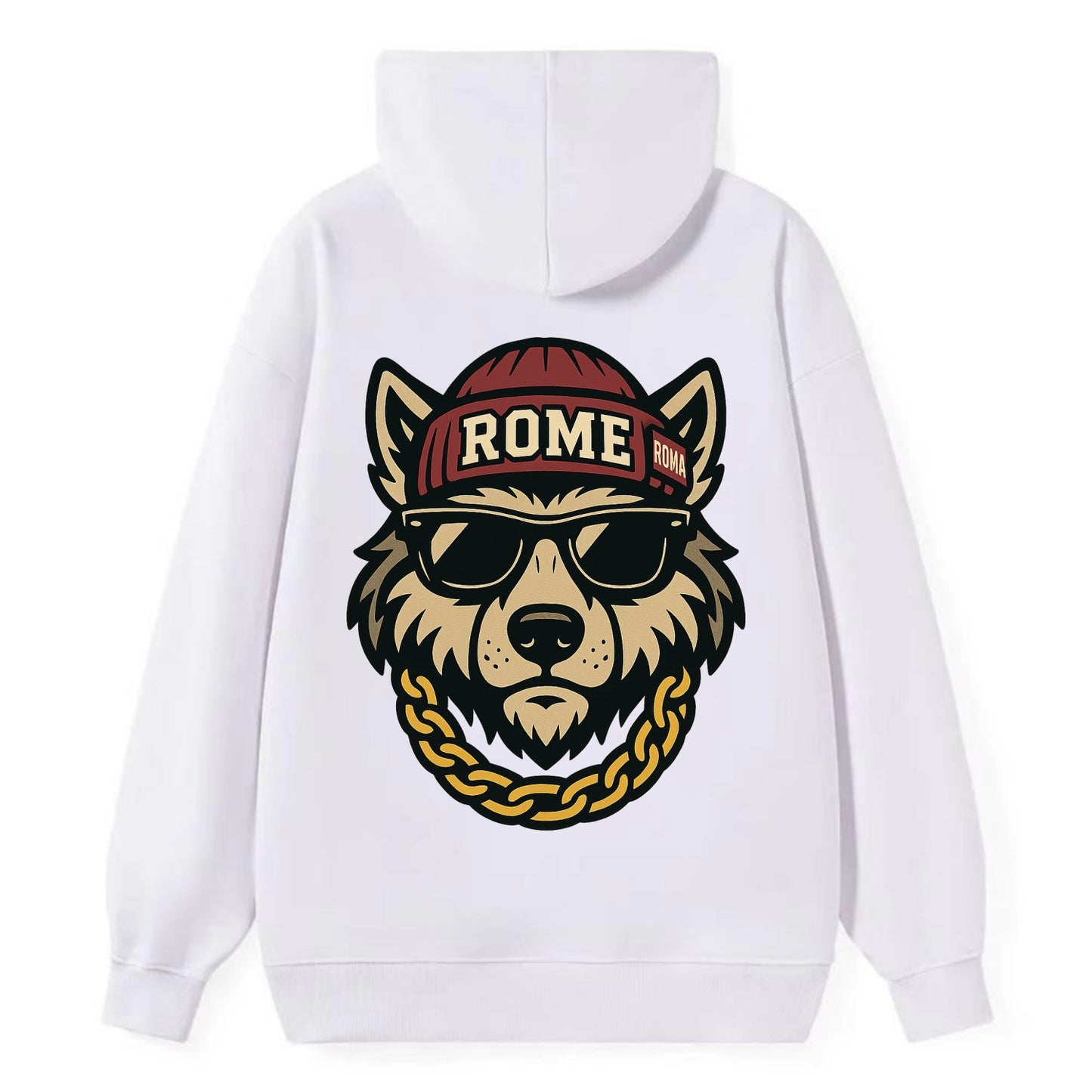 Rome Wolf - Classic Pullover Hoodie - White