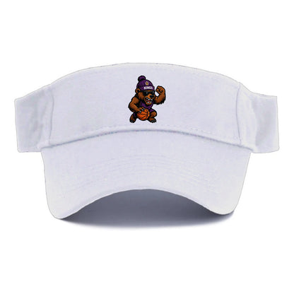California Grizzly wearing Kings beanie with royal scepter patch and wayfarer sunglasses - Visor - White