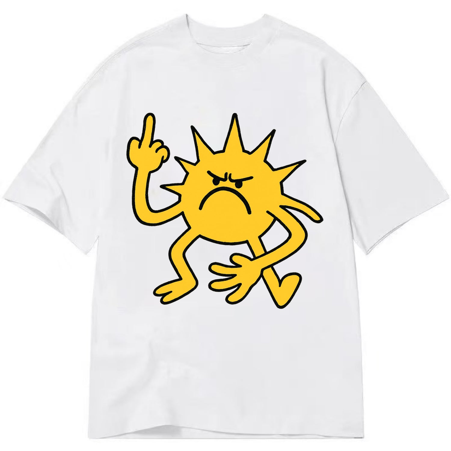 MORNINGS ARE PUNISHMENT | Grumpy sun with middle finger - Classic T-shirt - White