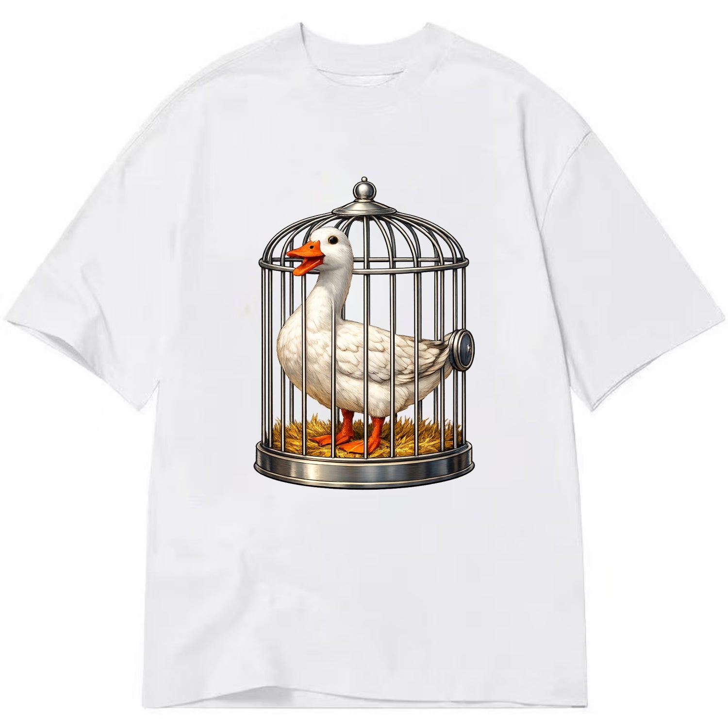 Duck In Cage - Classic T-shirt - White