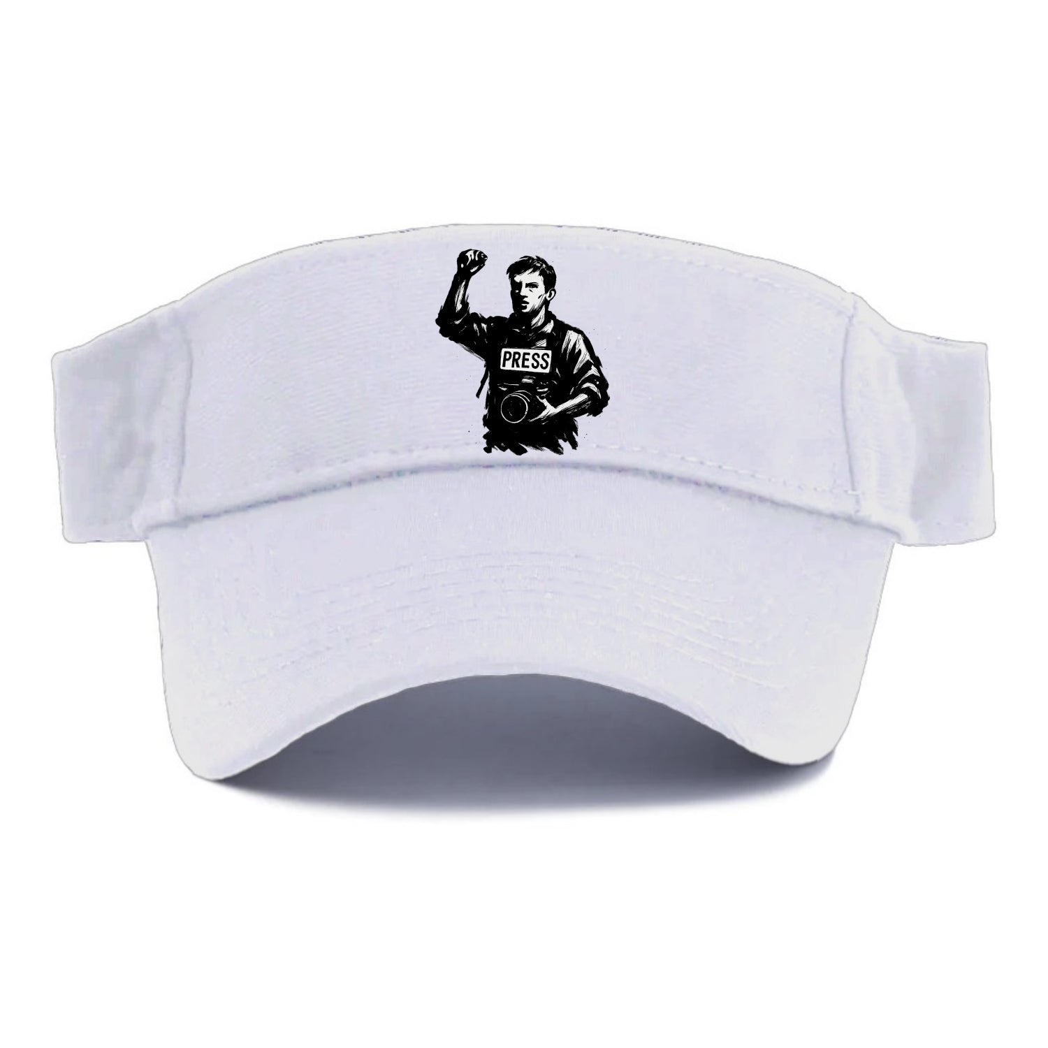 Journalist with camera - press freedom ink painting - Visor - White