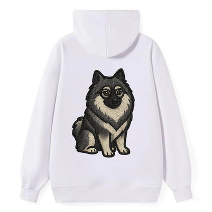 Keeshond - Gray and black spectacles embroidered design - Classic Pullover Hoodie - White
